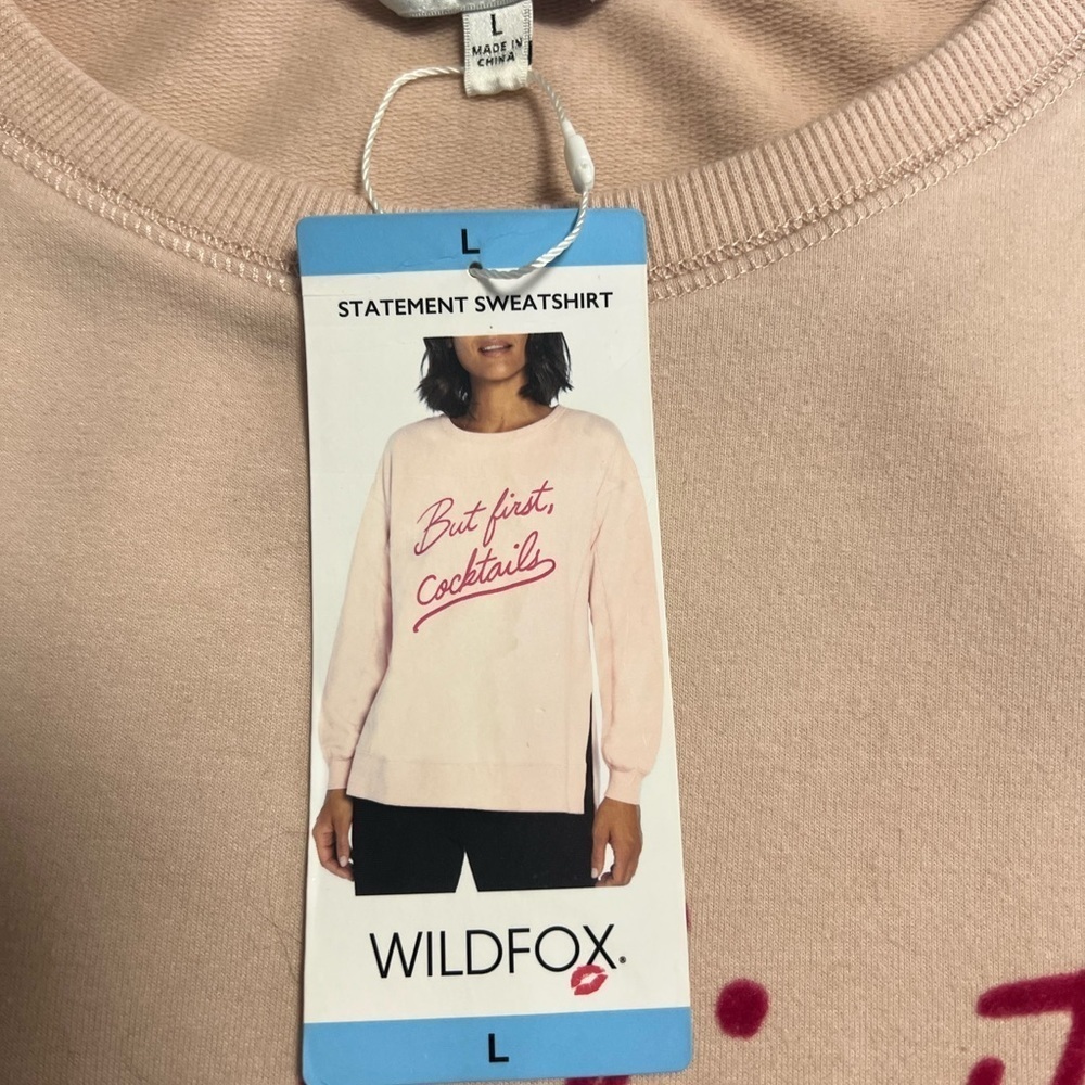 Wildfox  But First Cocktails Women Sweatshirt Size L NWT - Picture 6 of 8